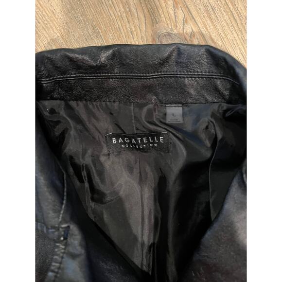Bagatelle Collection Faux Leather Blazer Jacket Black L - Picture 7 of 8